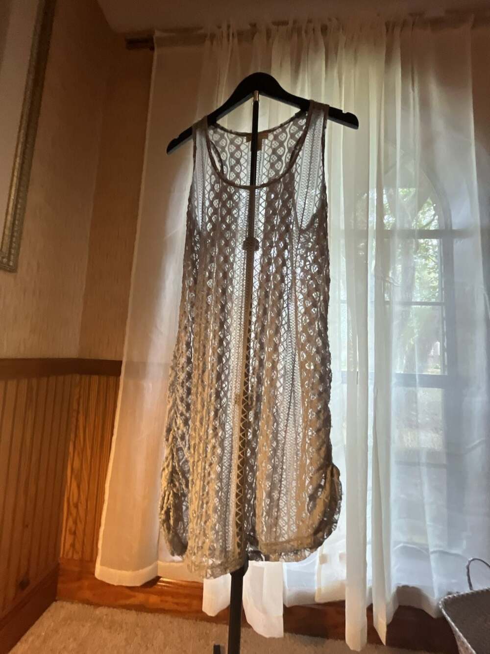 TOPIN Women's Sheer Lace Top Size L